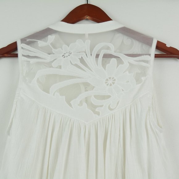 Free People White Lace Button Front Top XS - Picture 4 of 8